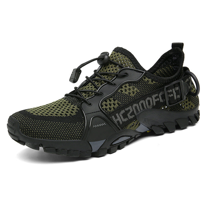 "Orthopädischer Wanderschuh Damen in Camouflage, gepolsterte Einlegesohle, rutschfeste Sohle, atmungsaktiv, seitliche Ansicht