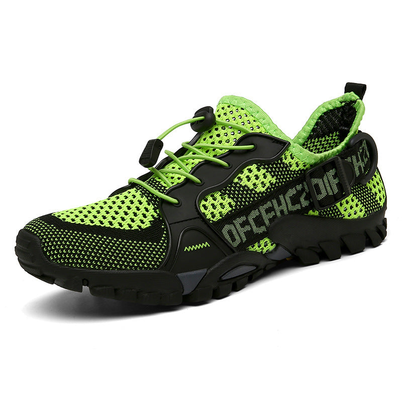 "Orthopädischer Wanderschuh Damen in Camouflage, gepolsterte Einlegesohle, rutschfeste Sohle, atmungsaktiv, seitliche Ansicht