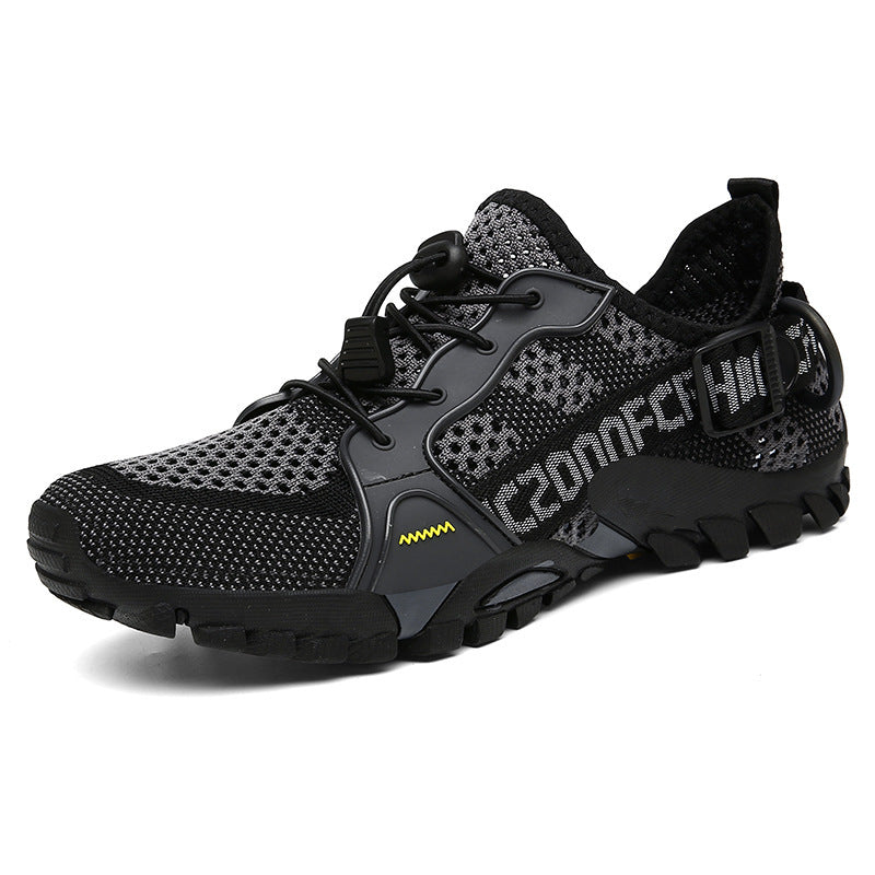 "Orthopädischer Wanderschuh Damen in Camouflage, gepolsterte Einlegesohle, rutschfeste Sohle, atmungsaktiv, seitliche Ansicht