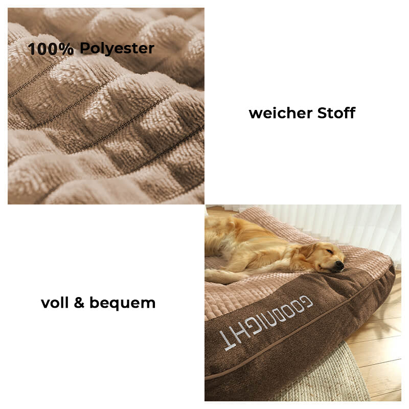 Orthopädisches Hundebett, dick und kratzfest, mit Kopfstütze; fördert gesunde Haltung, extra Komfort für Hunde.