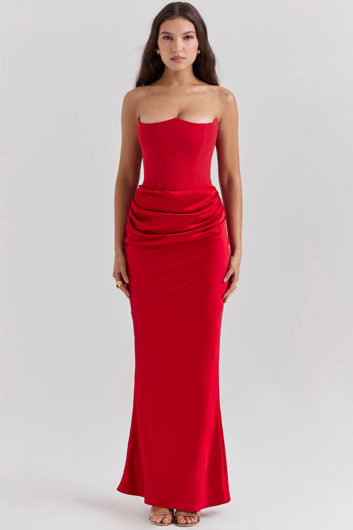 Trägerloses Korsett-Maxikleid