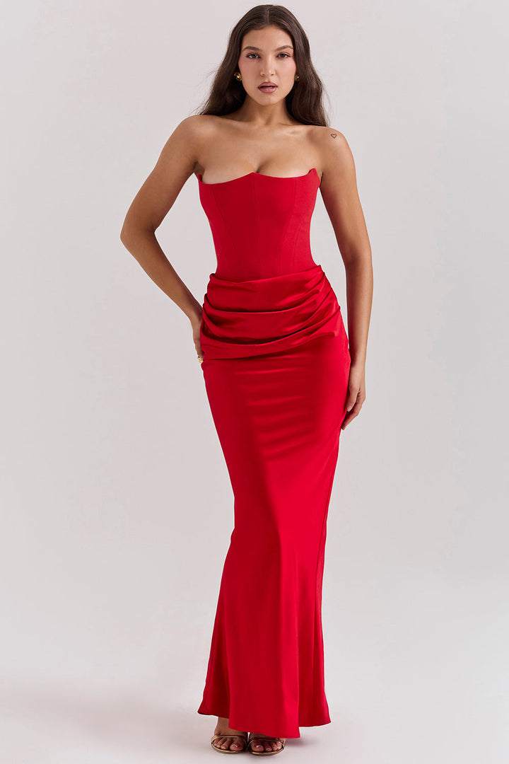 Trägerloses Korsett-Maxikleid