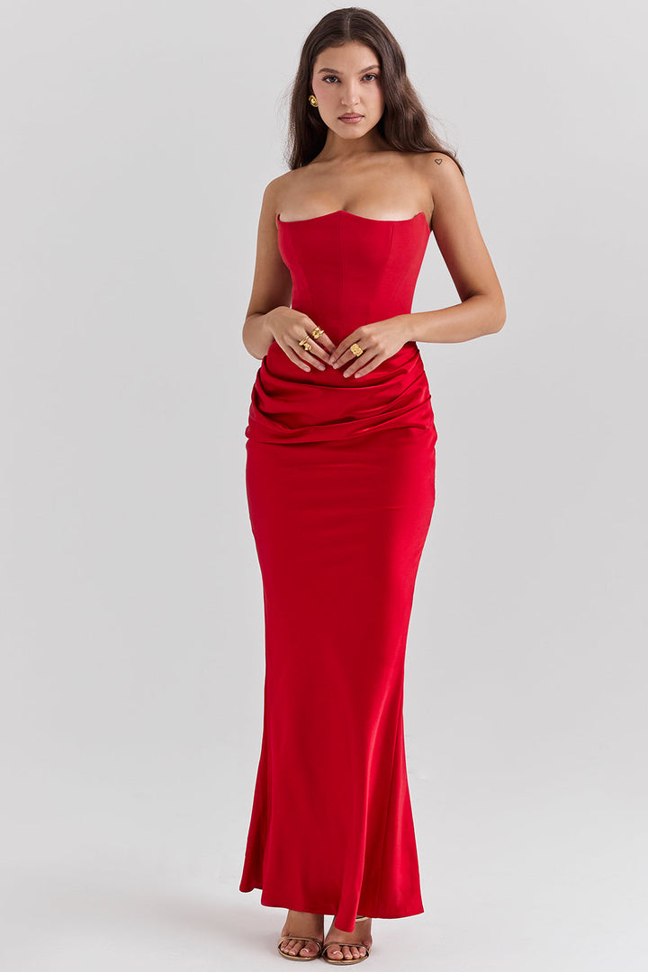 Trägerloses Korsett-Maxikleid