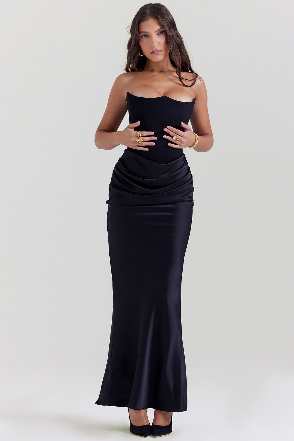 Trägerloses Korsett-Maxikleid