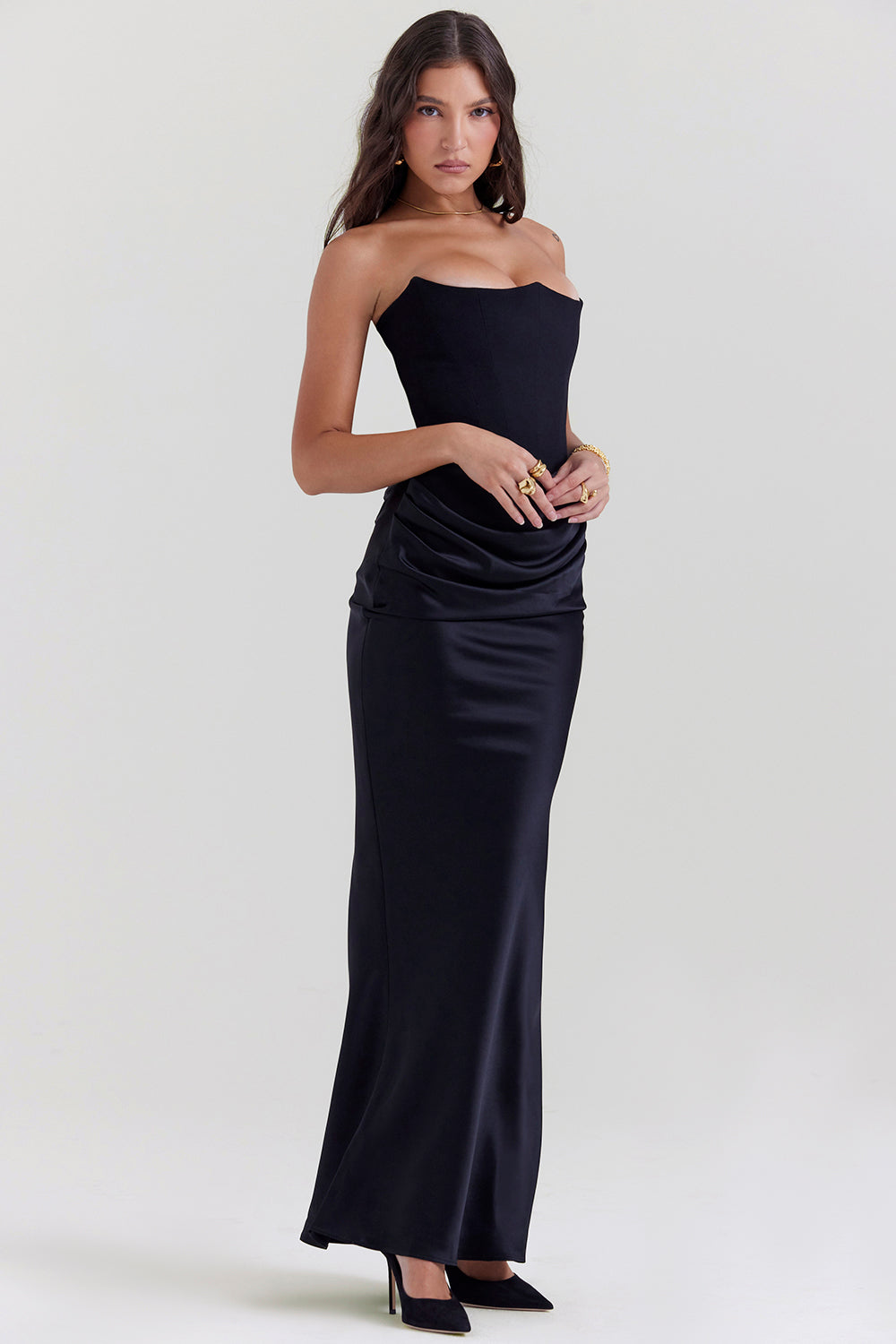 Trägerloses Korsett-Maxikleid