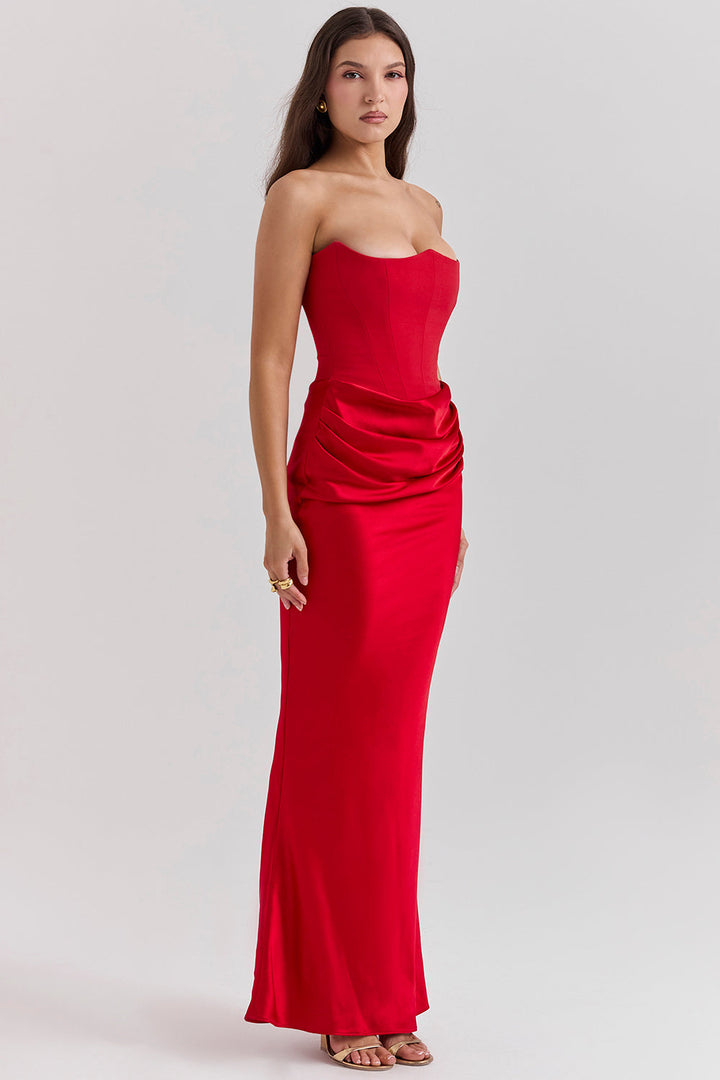 Trägerloses Korsett-Maxikleid