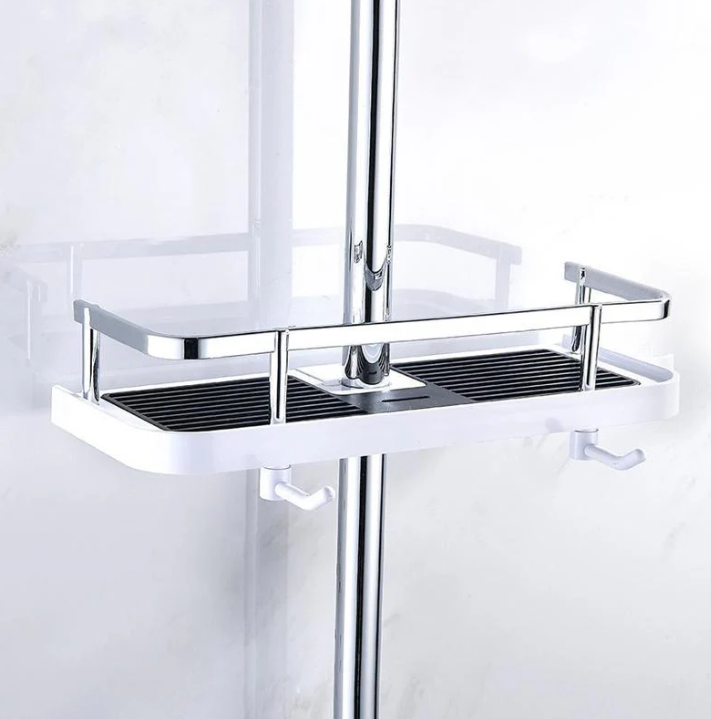 Platzsparendes, modernes Duschregal im Badezimmer; mit Shampoo, Duschgel; elegantes, wasserabweisendes Design; leicht montier