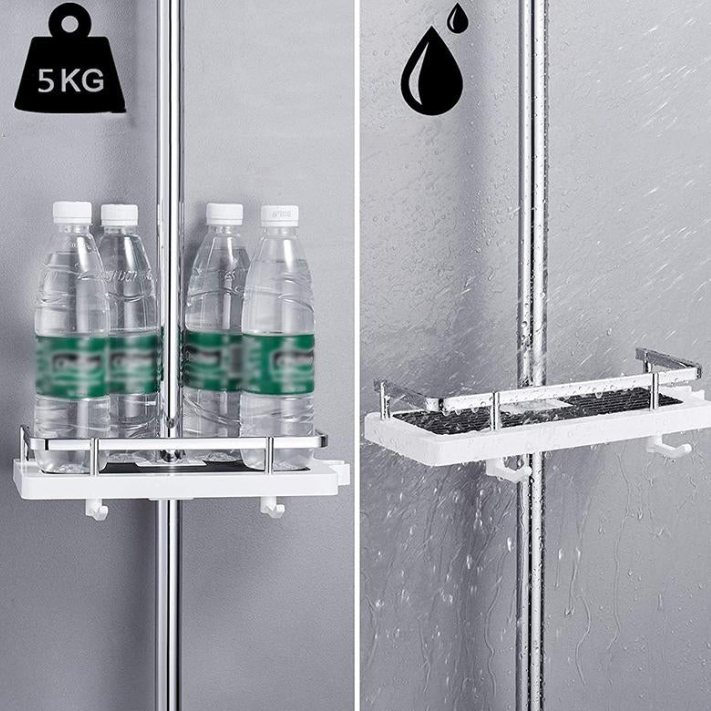 Platzsparendes, modernes Duschregal im Badezimmer; mit Shampoo, Duschgel; elegantes, wasserabweisendes Design; leicht montier