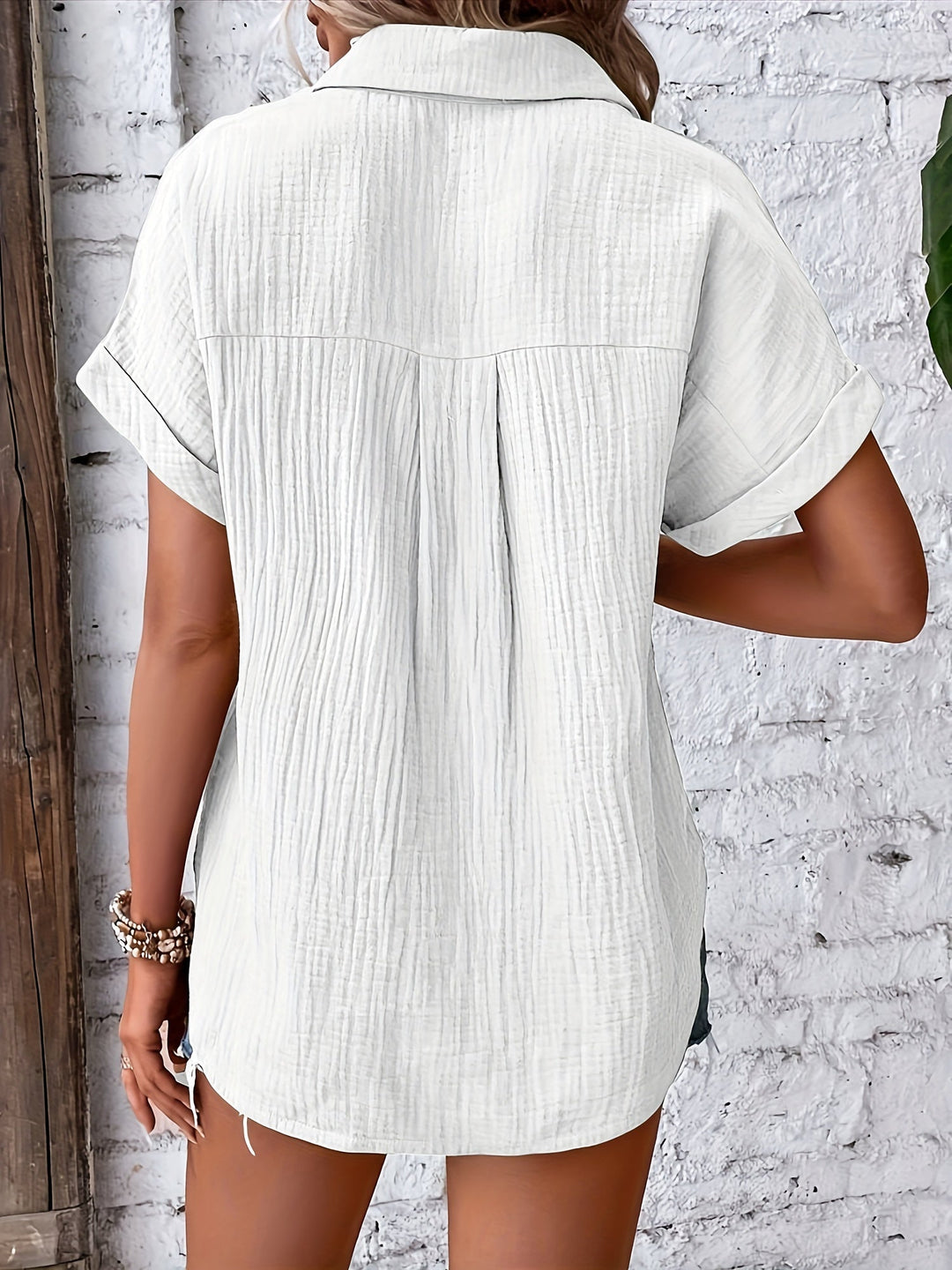 Polly Damenhemd, lässiges Freizeitshirt mit Knopfleiste, Reverskragen, kurze Ärmel, einfarbig, ideal für den Sommer.