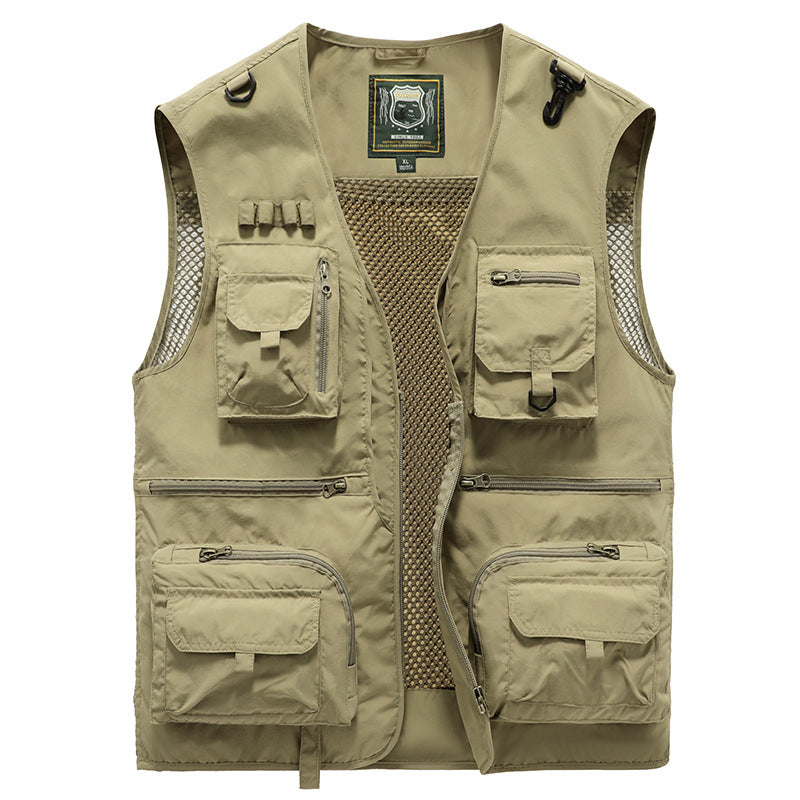 "Praktische Sommerweste mit vielen Taschen, atmungsaktiv für Damen, ideal für Outdoor, in Khaki erhältlich."