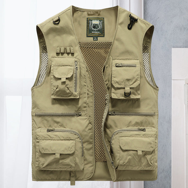 "Praktische Sommerweste mit vielen Taschen, atmungsaktiv für Damen, ideal für Outdoor, in Khaki erhältlich."