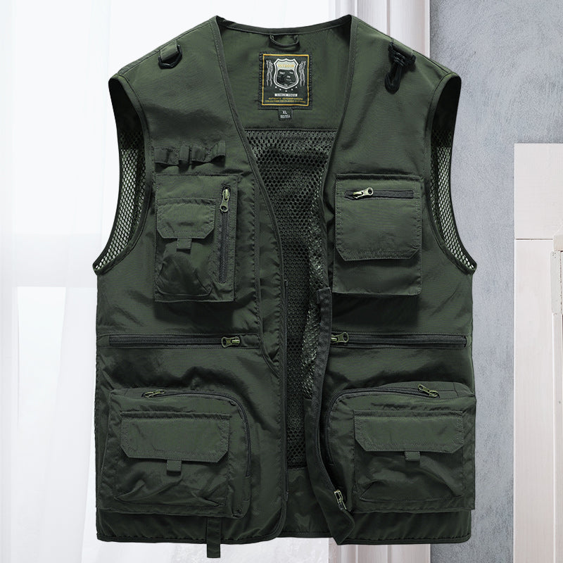 "Praktische Sommerweste mit vielen Taschen, atmungsaktiv für Damen, ideal für Outdoor, in Khaki erhältlich."