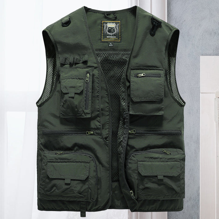 "Praktische Sommerweste mit vielen Taschen, atmungsaktiv für Damen, ideal für Outdoor, in Khaki erhältlich."