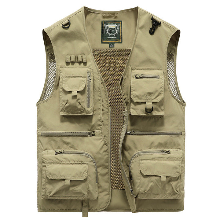 "Praktische Sommerweste mit vielen Taschen, atmungsaktiv für Damen, ideal für Outdoor, in Khaki erhältlich."