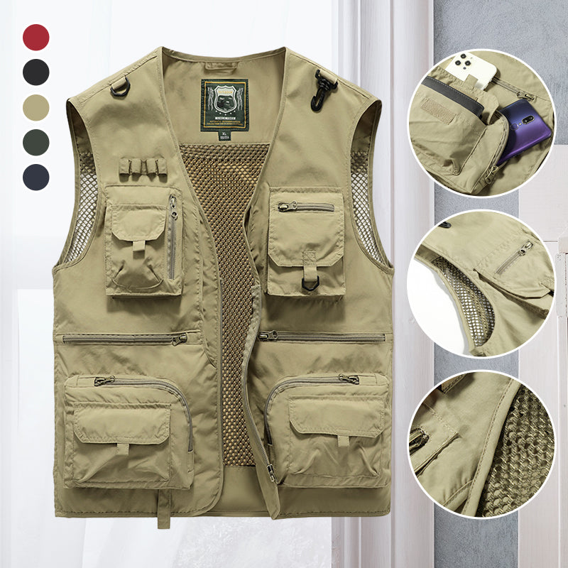 "Praktische Sommerweste mit vielen Taschen, atmungsaktiv für Damen, ideal für Outdoor, in Khaki erhältlich."