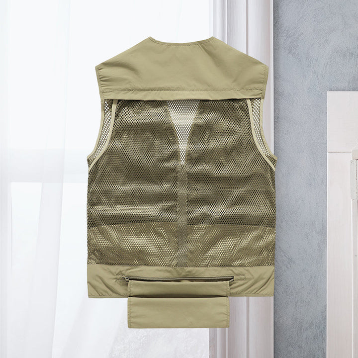 "Praktische Sommerweste mit vielen Taschen, atmungsaktiv für Damen, ideal für Outdoor, in Khaki erhältlich."