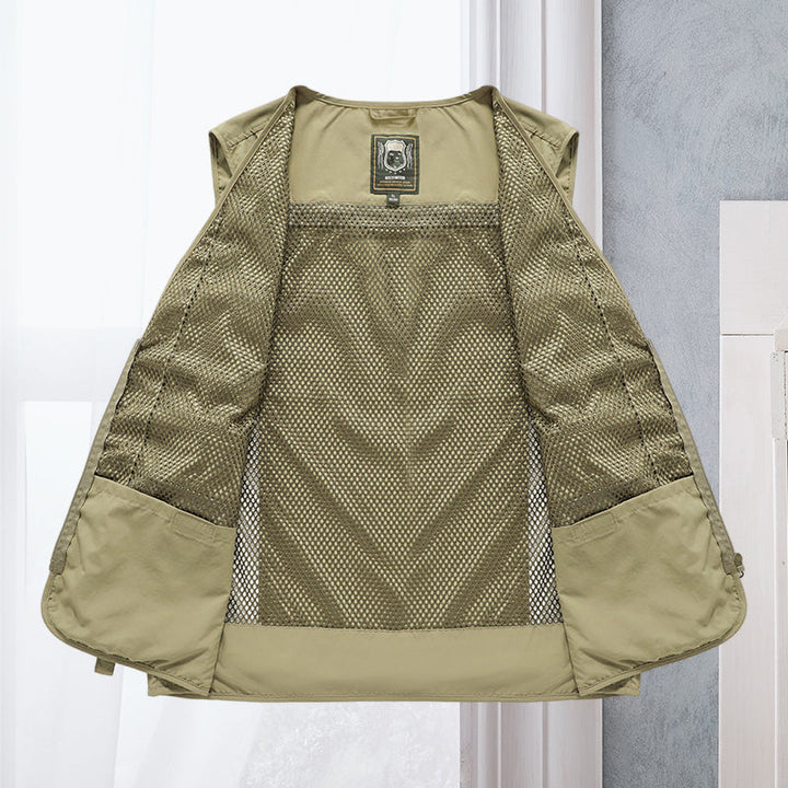 "Praktische Sommerweste mit vielen Taschen, atmungsaktiv für Damen, ideal für Outdoor, in Khaki erhältlich."