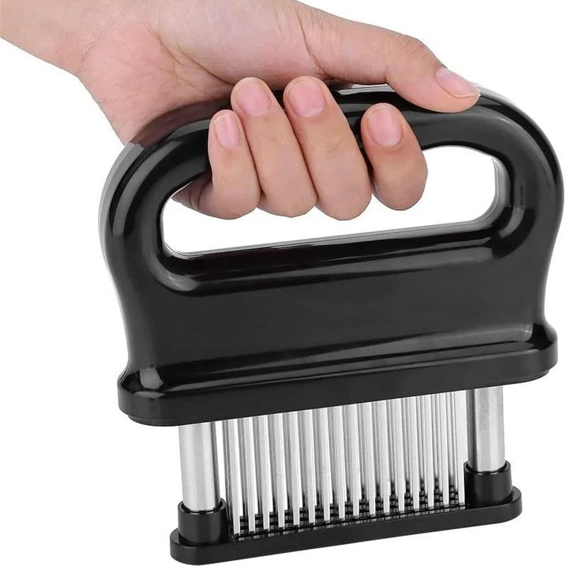 "Praktischer Fleischklopfer mit 48 scharfen Edelstahlklingen, ergonomischem Design, perfekt zum Fleisch zartmachen."