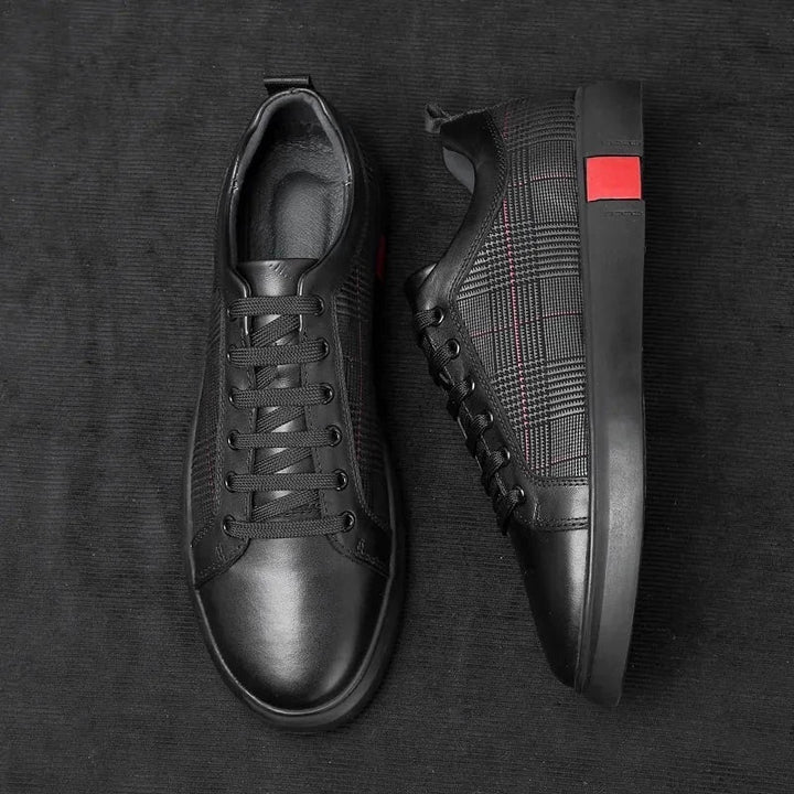Premium Herren Leder Sneakers, braunes Echtleder, zeitloses Design, atmungsaktive Innensohle, rutschfeste Gummisohle.