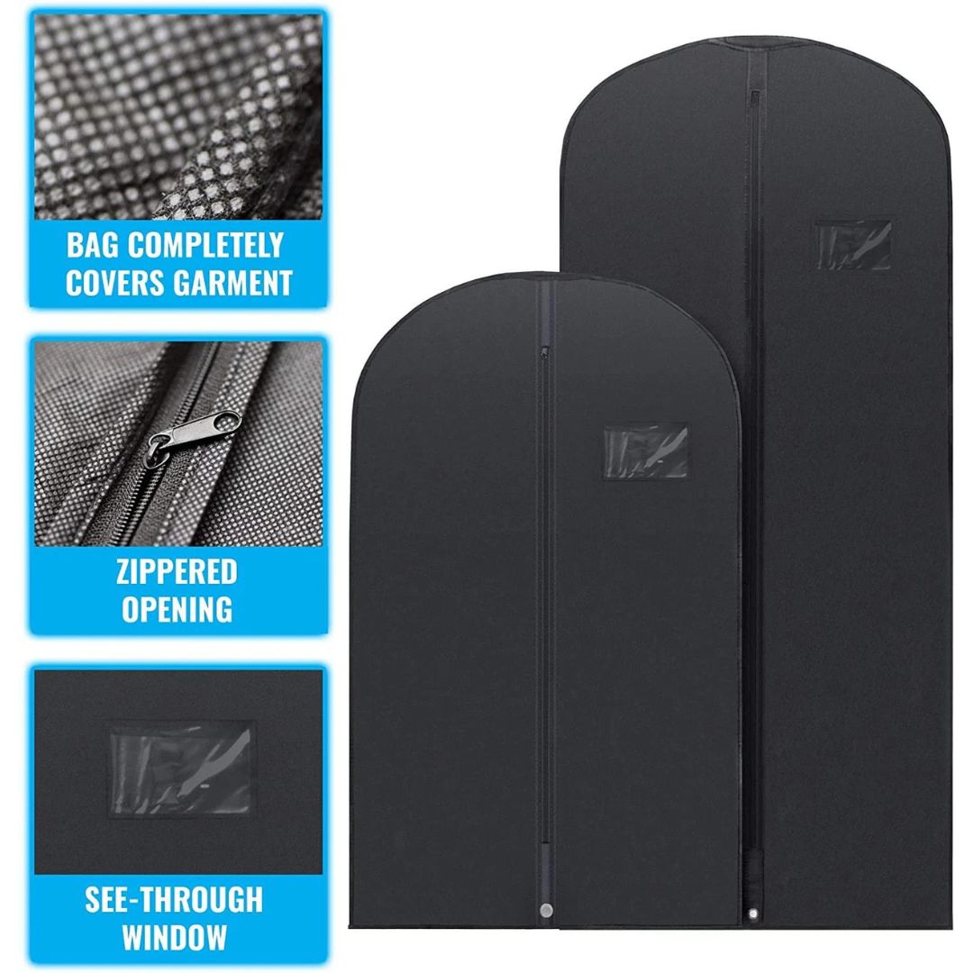 "Premium Kleidersäcke aus Vlies, wasserdicht, mit transparentem Sichtfenster für übersichtliche Aufbewahrung."