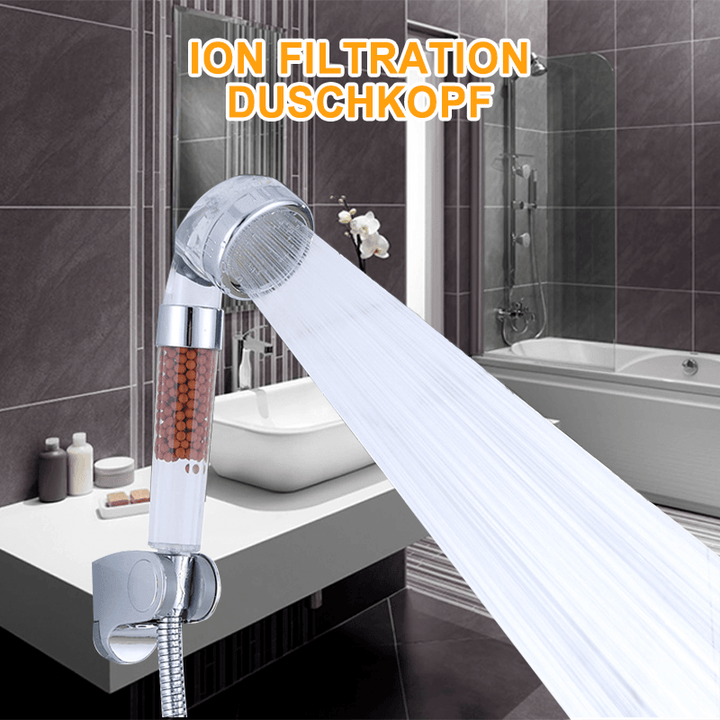 Premiun Duschkopf mit Ionenfilter, Wassersparend, elegantes Design, verbesserte Hautpflege und hohem Wasserdruck.