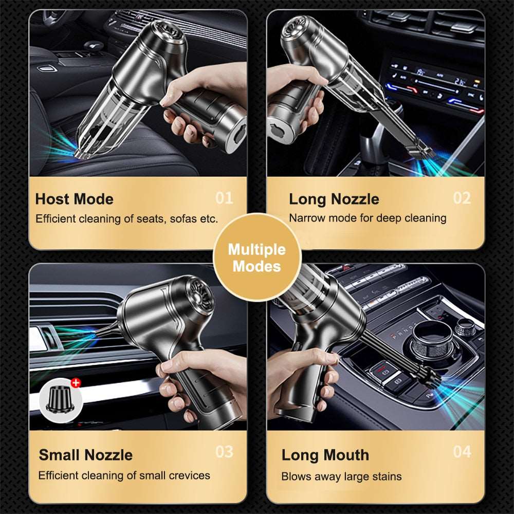 "Professioneller Autostaubsauger 95000PA mit ergonomischem Design, dualen Saugmodi und USB-Ladefunktion"