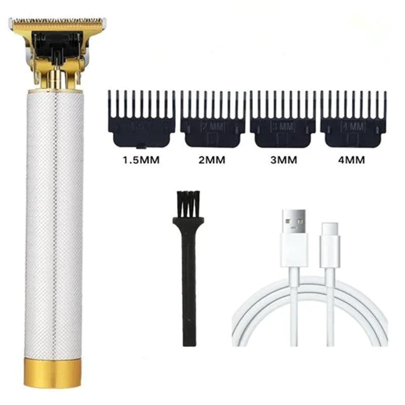 "Professioneller Haarschneider für Männer, schwarz-gold, mit T-förmiger Stahlklinge für präzise Schnitte und flexiblem Trimme