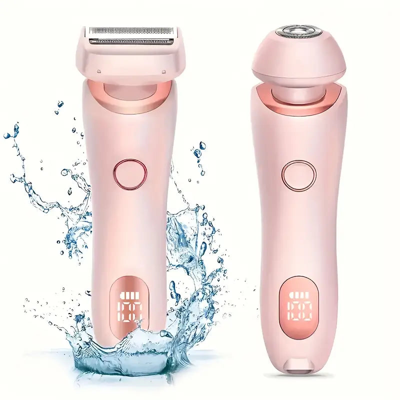 "Rasierapparat GlattPro 2.0: Sanfte Haarentfernung für empfindliche Haut in Blau und Rosa, kabellos, wasserdicht."
