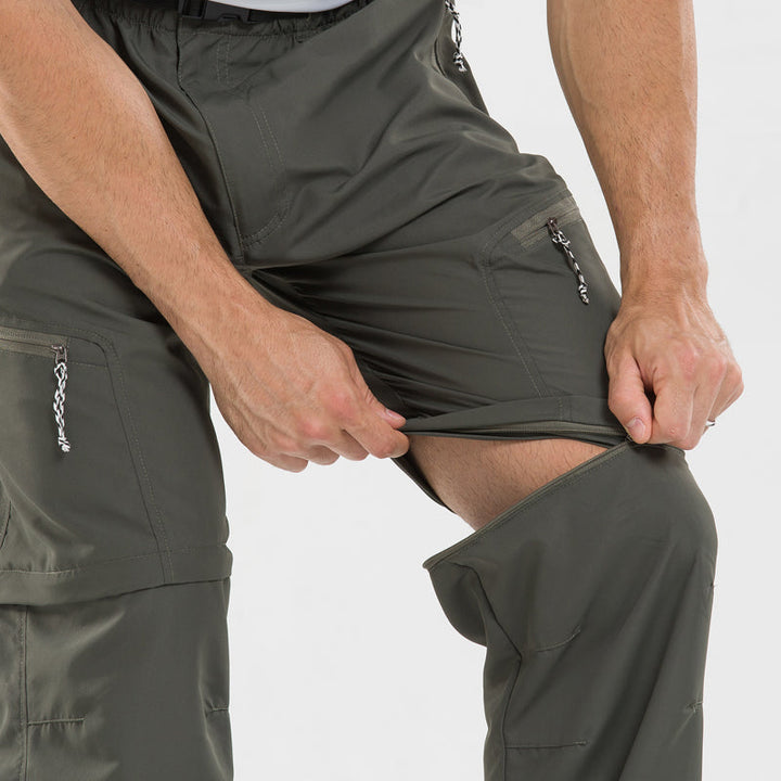 Robuste 2-in-1 Wanderhose für Herren mit Taschen, komfortablem Schnitt und in Braun, Dunkelgrün, Grau, Schwarz erhältlich.