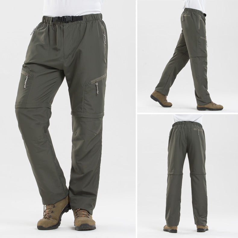 Robuste 2-in-1 Wanderhose für Herren mit Taschen, komfortablem Schnitt und in Braun, Dunkelgrün, Grau, Schwarz erhältlich.