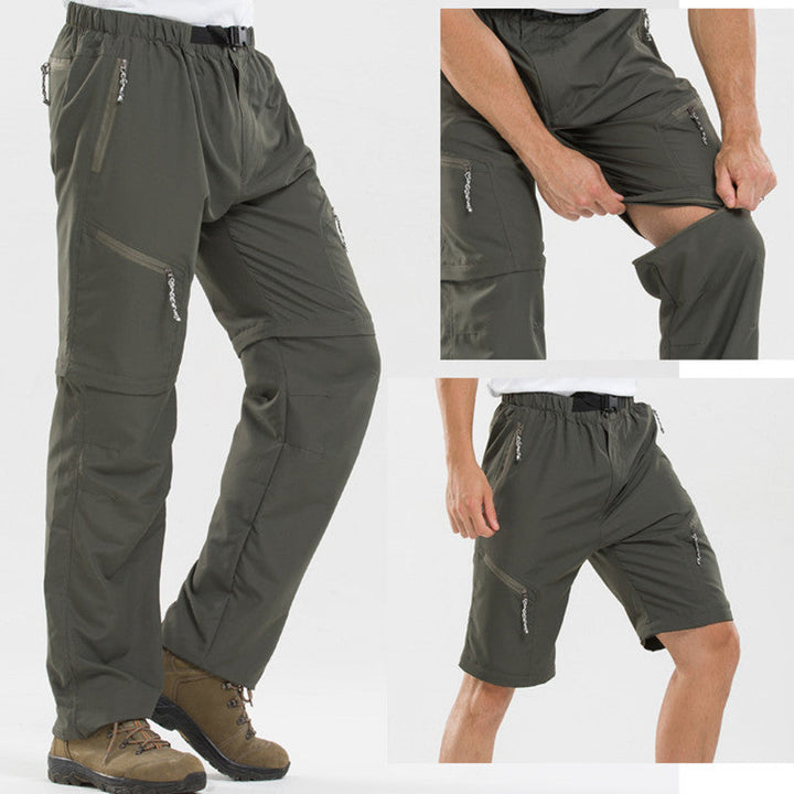 Robuste 2-in-1 Wanderhose für Herren mit Taschen, komfortablem Schnitt und in Braun, Dunkelgrün, Grau, Schwarz erhältlich.
