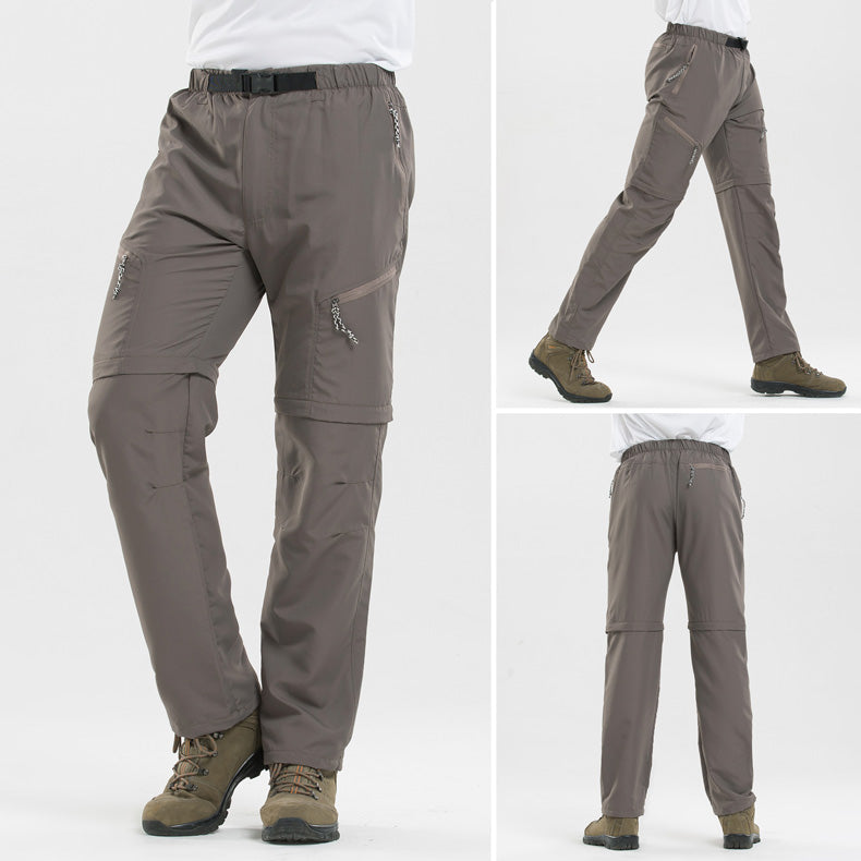 Robuste 2-in-1 Wanderhose für Herren mit Taschen, komfortablem Schnitt und in Braun, Dunkelgrün, Grau, Schwarz erhältlich.