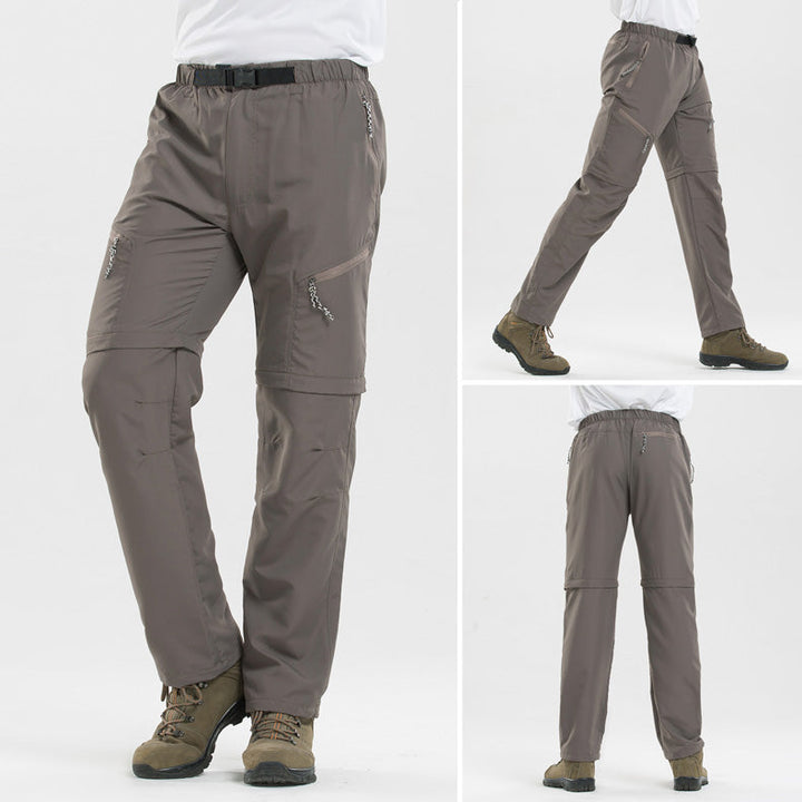 Robuste 2-in-1 Wanderhose für Herren mit Taschen, komfortablem Schnitt und in Braun, Dunkelgrün, Grau, Schwarz erhältlich.