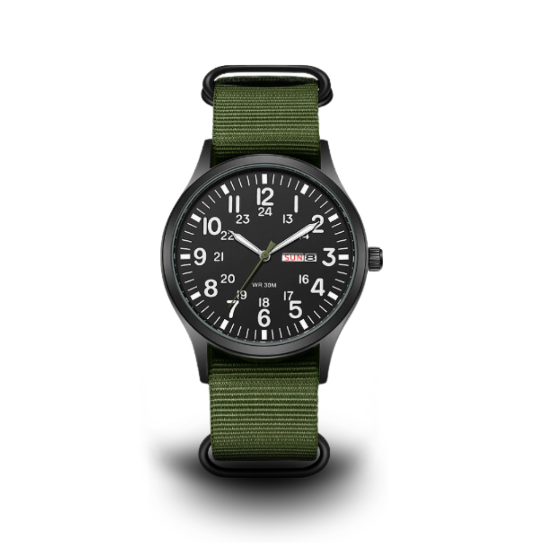 Robuste Outdoor Herren Armbanduhr, Edelstahlgehäuse, leuchtende Zeiger, wasserdicht, kratzfestes Glas, ideal für Abenteuer.