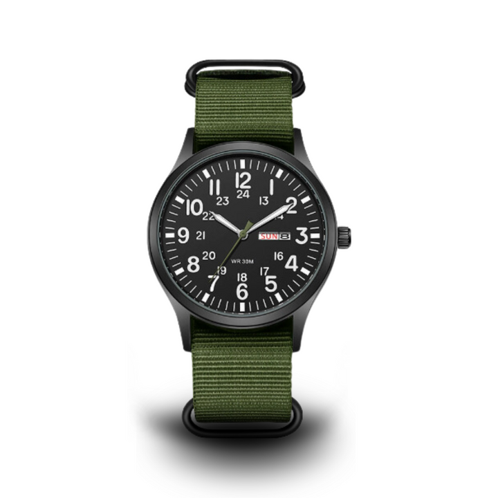 Robuste Outdoor Herren Armbanduhr, Edelstahlgehäuse, leuchtende Zeiger, wasserdicht, kratzfestes Glas, ideal für Abenteuer.