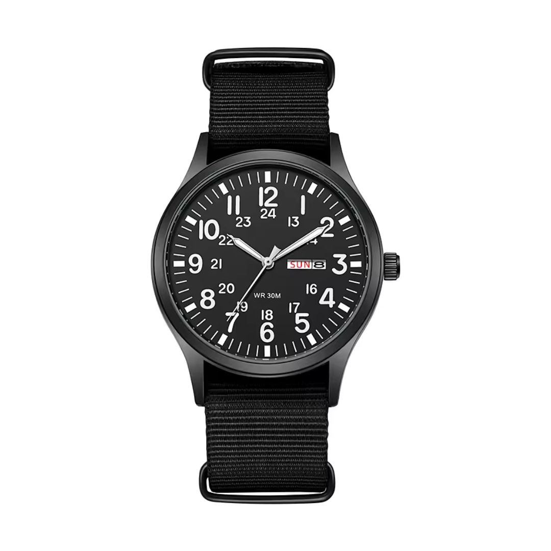 Robuste Outdoor Herren Armbanduhr, Edelstahlgehäuse, leuchtende Zeiger, wasserdicht, kratzfestes Glas, ideal für Abenteuer.