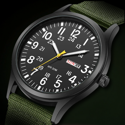 Robuste Outdoor Herren Armbanduhr, Edelstahlgehäuse, leuchtende Zeiger, wasserdicht, kratzfestes Glas, ideal für Abenteuer.