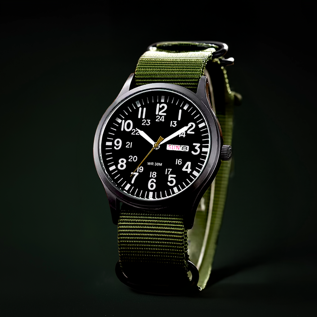 Robuste Outdoor Herren Armbanduhr, Edelstahlgehäuse, leuchtende Zeiger, wasserdicht, kratzfestes Glas, ideal für Abenteuer.