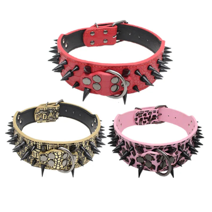 "Robustes Hundehalsband verstellbar mit goldenen Nieten, aus Kunstleder für große Hunde, edles Design, Schutz & Stil."
