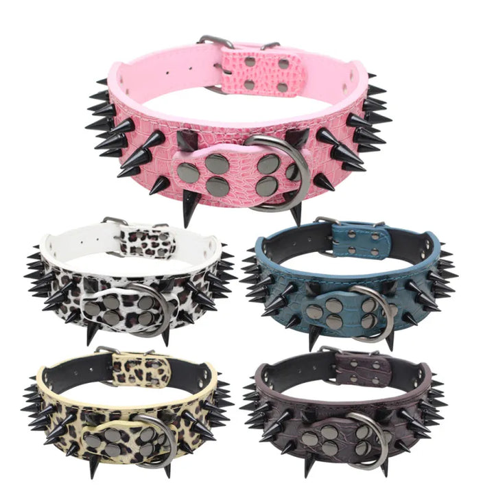 "Robustes Hundehalsband verstellbar mit goldenen Nieten, aus Kunstleder für große Hunde, edles Design, Schutz & Stil."