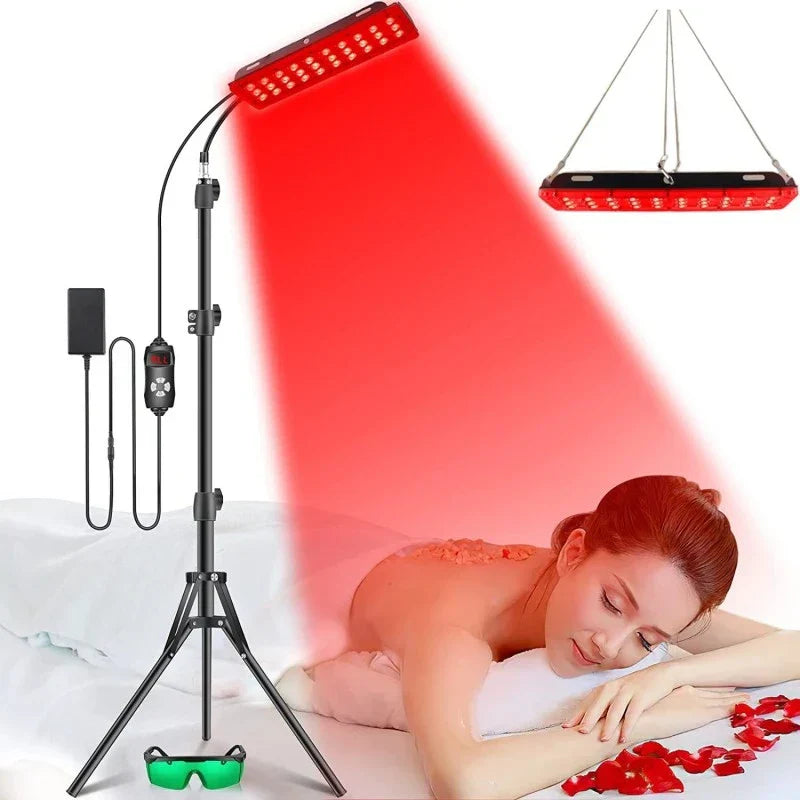 "Rotlichttherapie Panel mit 180 LEDs, schwarz, lindert Schmerzen, reduziert Stress, ideal für Hautgesundheit."