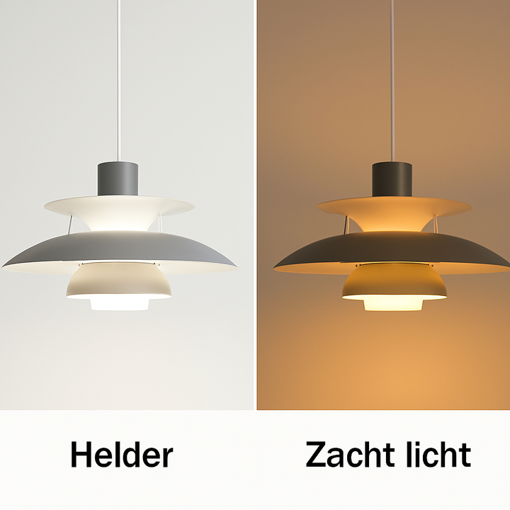 "Runde, dimmbare LED-Deckenleuchte aus Aluminium und Acrylglas, minimalistisches Design, ideal für modernes Zuhause."