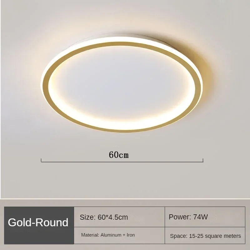 Runde skandinavische LED-Deckenleuchte, minimalistisches Design, warmes Licht, ideal für Wohnzimmer oder Schlafzimmer.