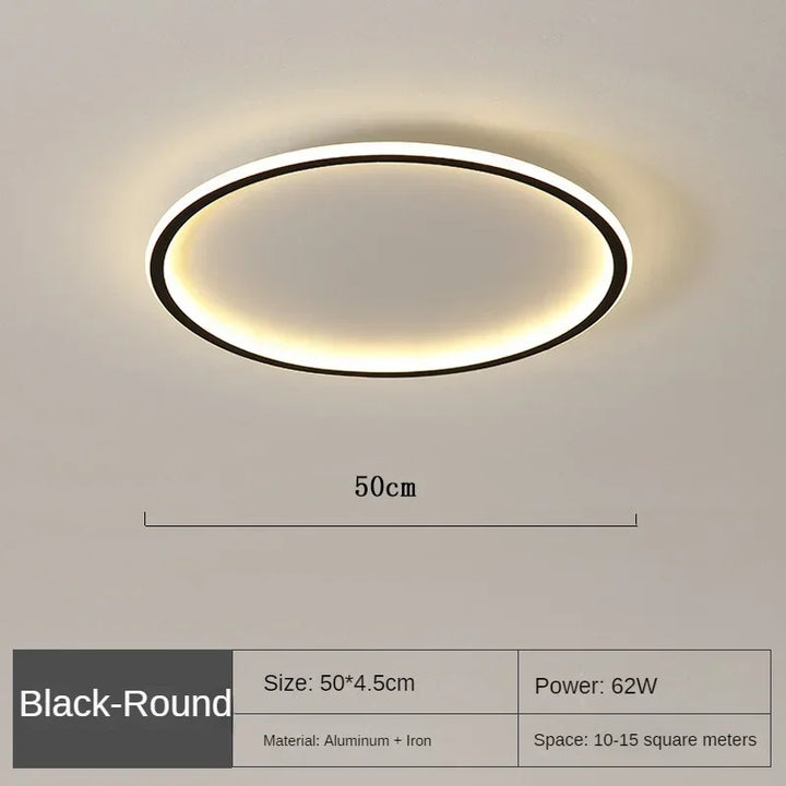 Runde skandinavische LED-Deckenleuchte, minimalistisches Design, warmes Licht, ideal für Wohnzimmer oder Schlafzimmer.