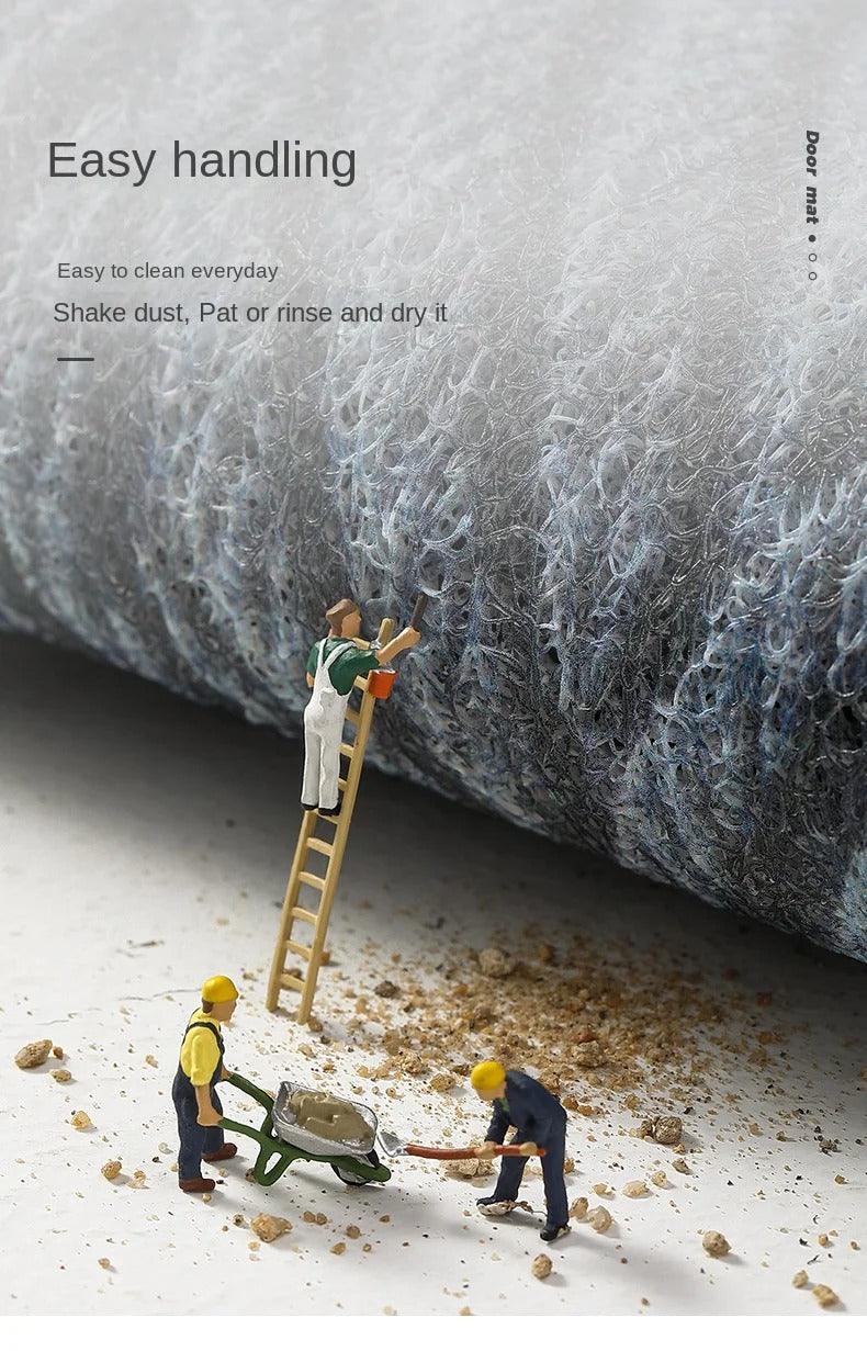 "Rutschfeste PVC-Fußmatte mit nordischem Design, sandentfernend, rechteckig für Eingangsbereich, Grün."