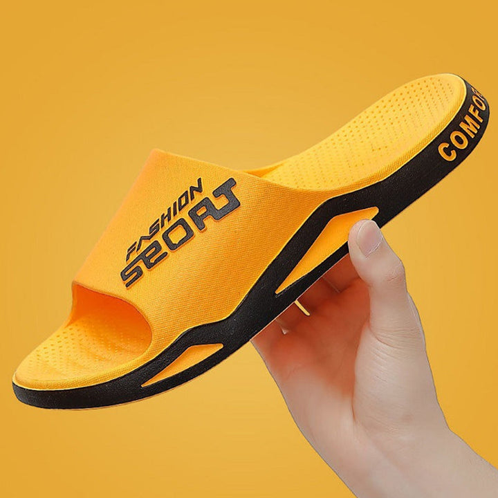 "Rutschfeste und atmungsaktive unisex Sportsandalen, stilvoll zweifarbig in Gelb+Schwarz, perfekt für aktive Tage."