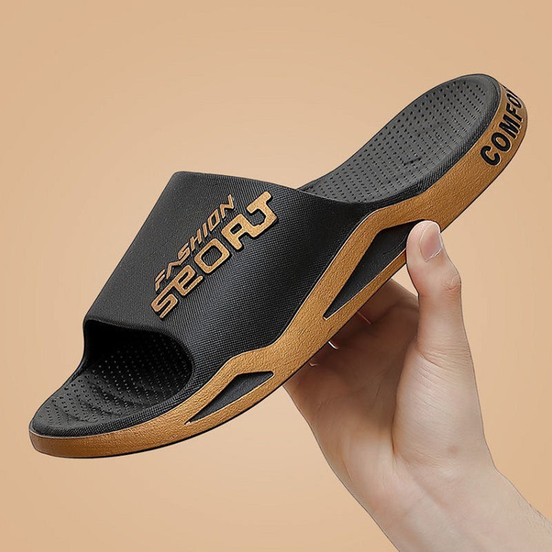 "Rutschfeste und atmungsaktive unisex Sportsandalen, stilvoll zweifarbig in Gelb+Schwarz, perfekt für aktive Tage."