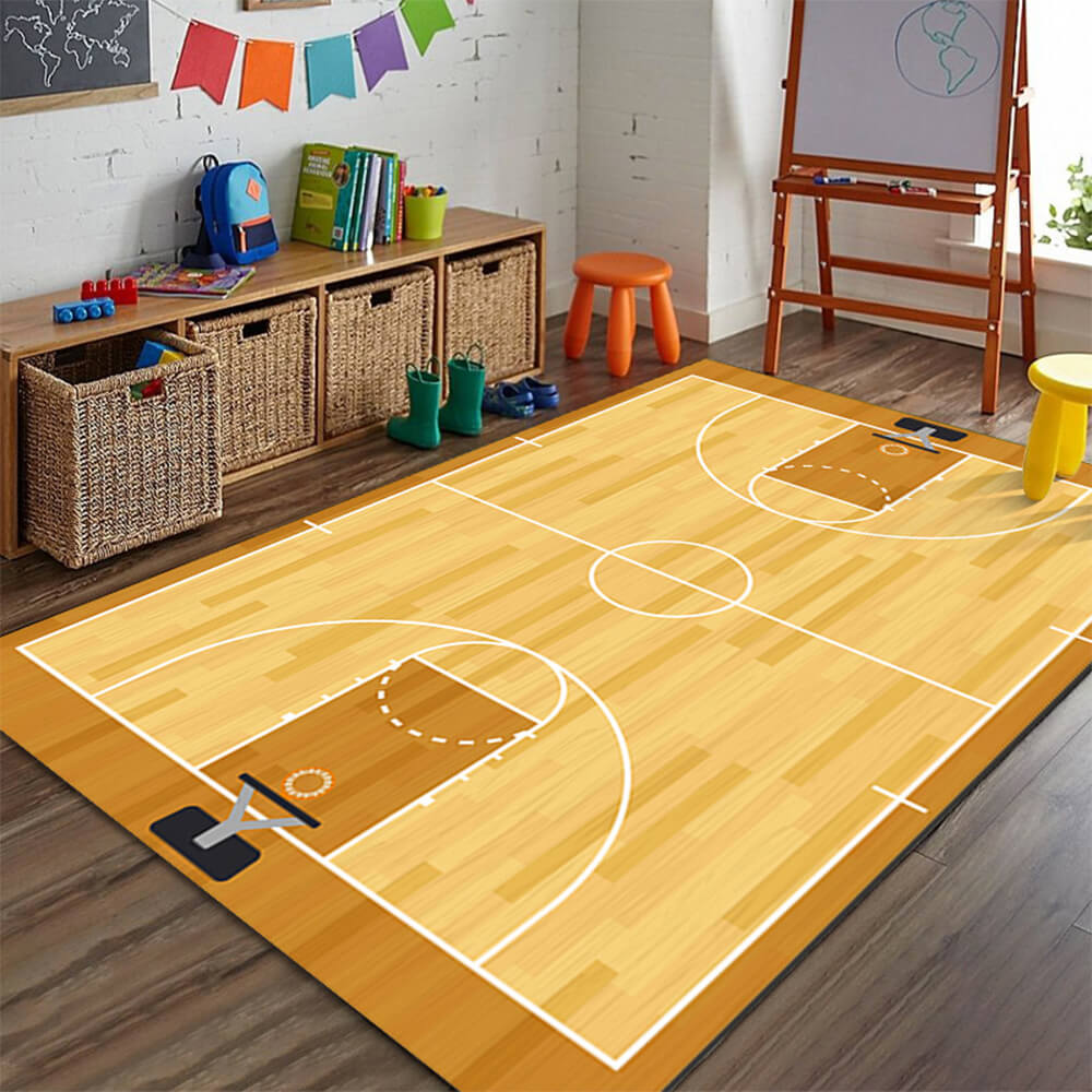 Rutschfester Sportteppich im Fußball-Design mit realistischen Feldmarkierungen, ideal für Spielzimmer, kratzfest & langlebig.