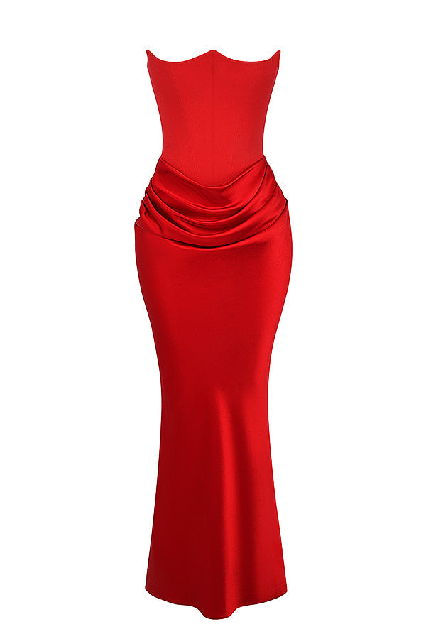 Trägerloses Korsett-Maxikleid