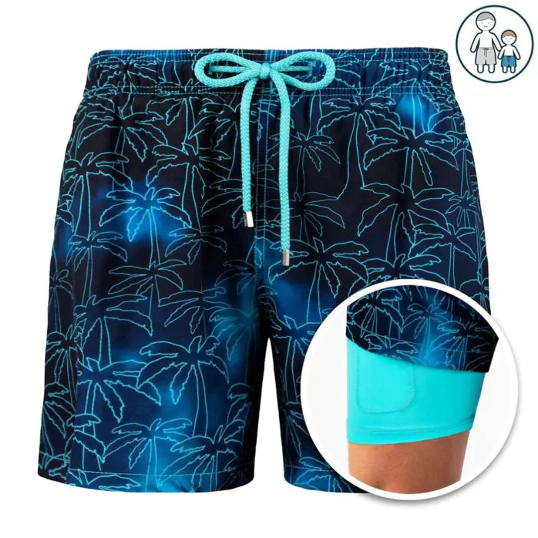 "Schnell trocknende Herren Badehose Dario, modischer Schnitt, blaue Farbe, mit Taschen, ideal für Strand und Pool."